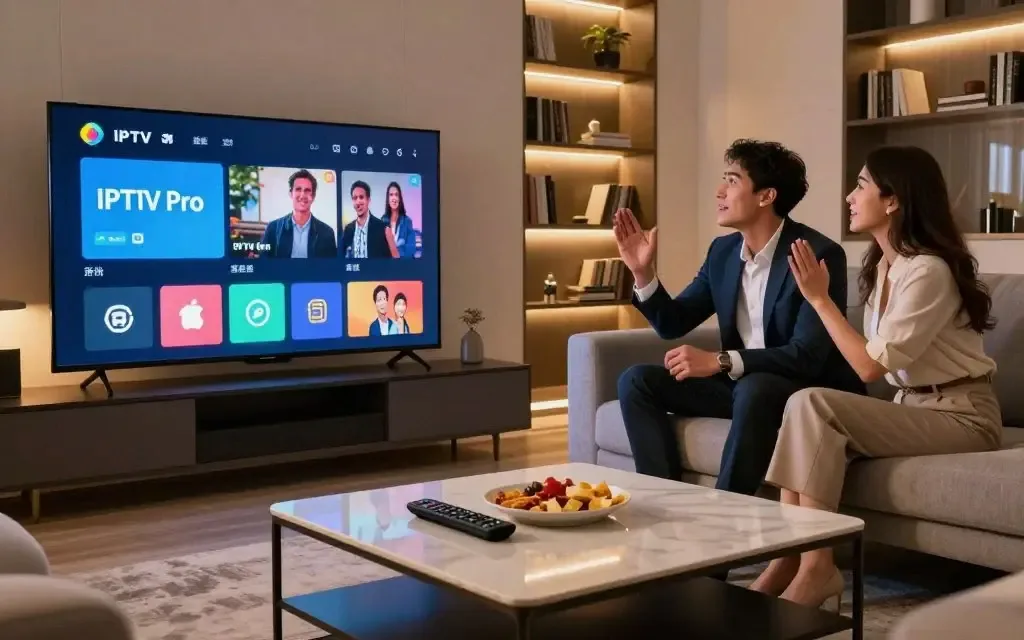 IPTV no contract UK – couple watching smart TV freely