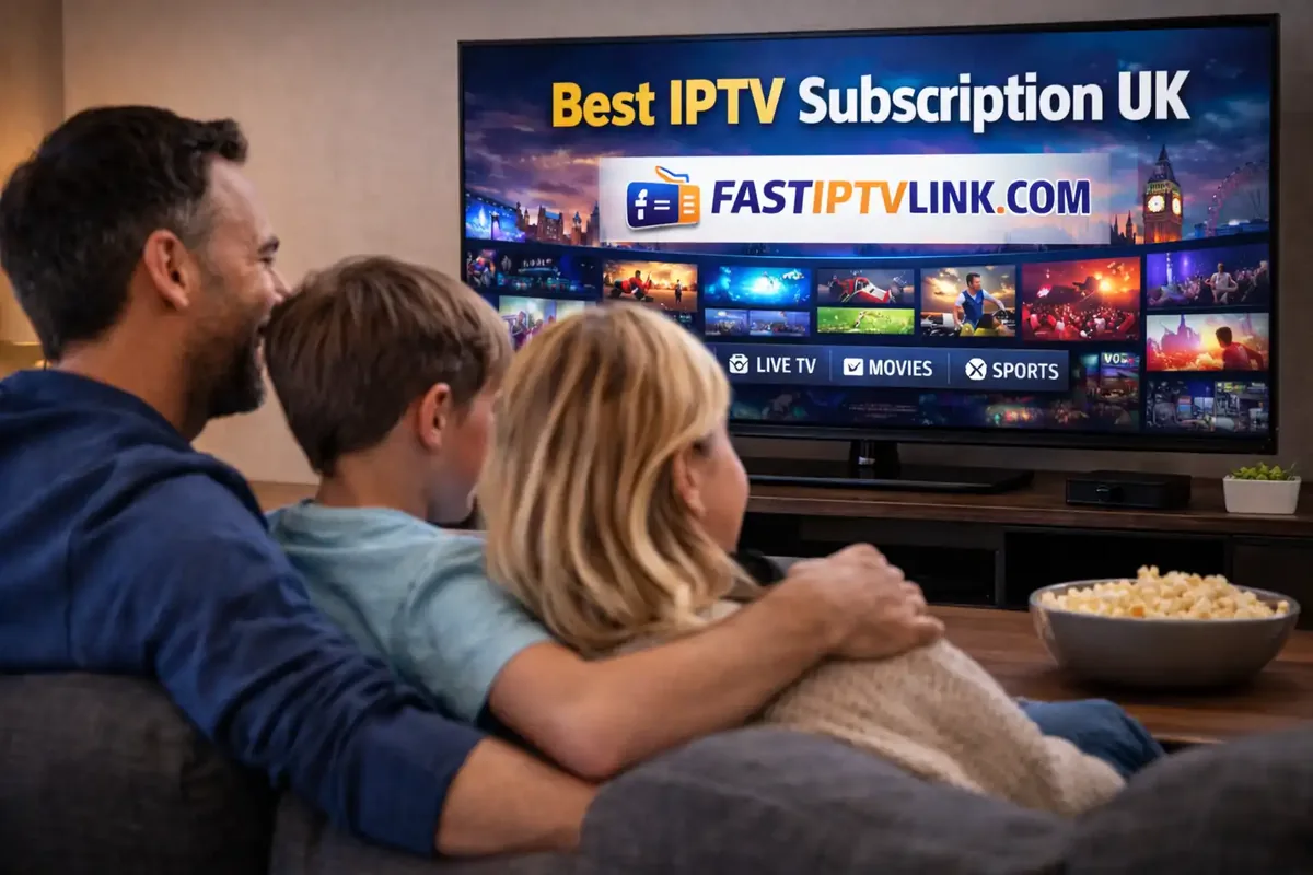 Best free IPTV trial UK 2026 – family watching subscription